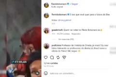 arte com prints de postagem de Flávio Bolsonaro