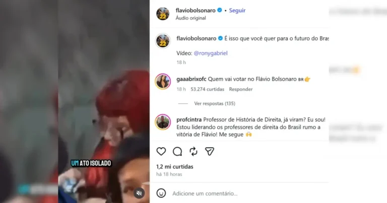 arte com prints de postagem de Flávio Bolsonaro